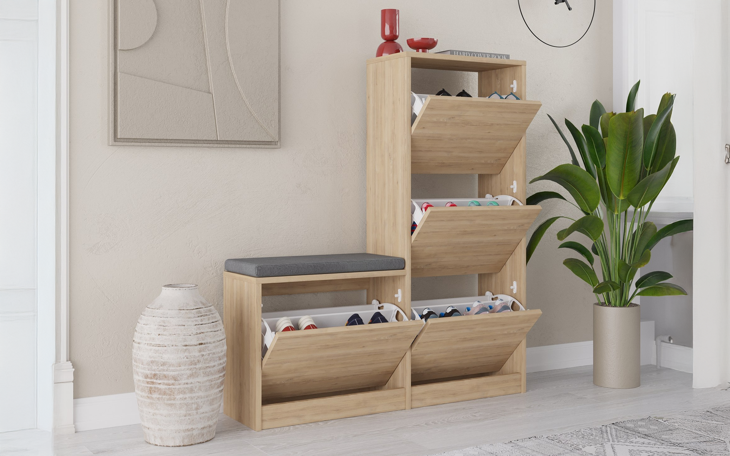 Shoe bench cabinet Desio, oak  3